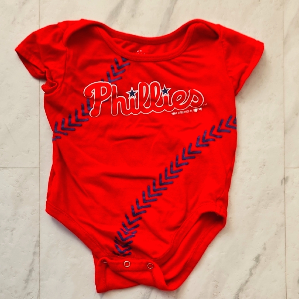 Genuine Merchandise Philadelphia Phillies 6-12 Month Onesie RUFFLE CAP SLEEVE